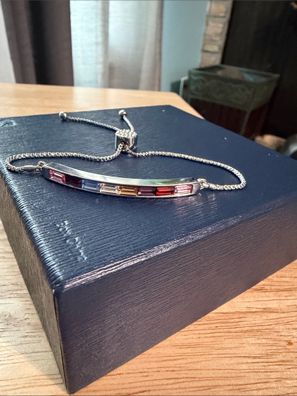 Multicolor Baguette Bar Adjustable bolo Bracelet - Women Jewelry